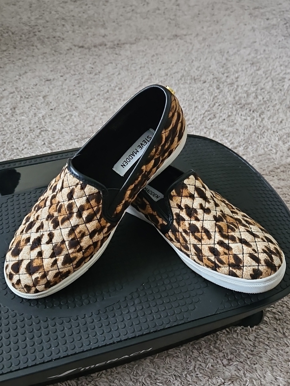 Steve Madden Leopard-Print Slip-On Mules in Brown and Black